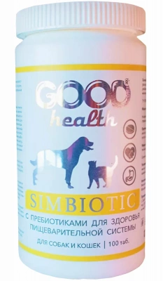 Good health Simbiotic  мультивитаминный комплекс для собак и кошек для здорового пищеварения с пребиотиками уп. 100 таб/